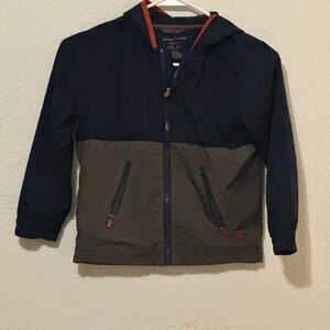 Tommy Bahama boys hooded full zip jacket 5/6 navy gray zip pockets